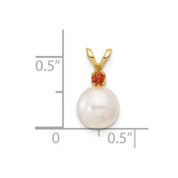 14K 7-7.5mm White Round FWC Pearl Citrine Pendants-XF741/CI