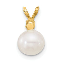14K 7-7.5mm White Round FWC Pearl Emerald Pendant-XF741/E