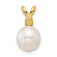 14K 7-7.5mm White Round FWC Pearl Peridot Pendants-XF741/PE