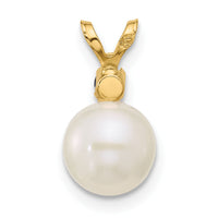 14K 7-7.5mm White Round FWC Pearl Sapphire Pendant-XF741/S