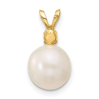 14K Amethyst 8-8.5mm White Round FWC Pearl Pendant-XF742/AM