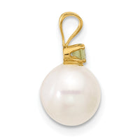 14K Peridot 8-8.5mm White Round FWC Pearl Pendant-XF742/PE