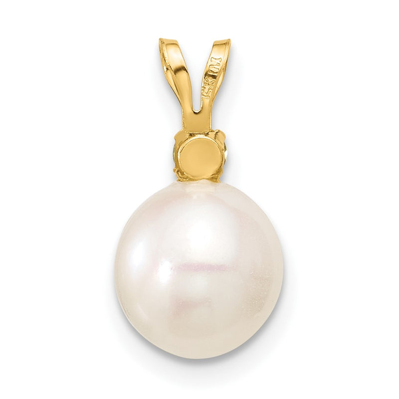 14K Peridot 8-8.5mm White Round FWC Pearl Pendant-XF742/PE