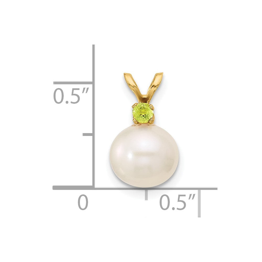 14K Peridot 8-8.5mm White Round FWC Pearl Pendant-XF742/PE