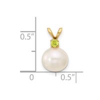 14K Peridot 8-8.5mm White Round FWC Pearl Pendant-XF742/PE