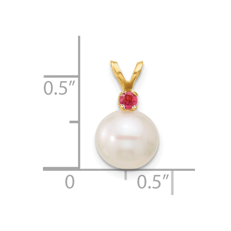 14K Pink Topaz 8-8.5mm White Round FWC Pearl Pendant-XF742/PT