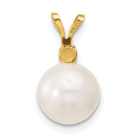 14K Ruby 8-8.5mm White Round FWC Pearl Pendant-XF742/R