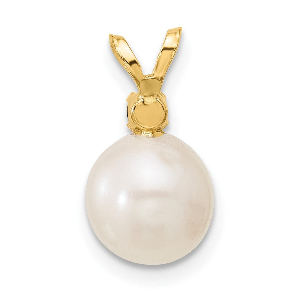 14K Sapphire 8-8.5mm White Round FWC Pearl Pendant-XF742/S
