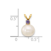 14K Tanzanite 8-8.5mm White Round FWC Pearl Pendant-XF742/TZ