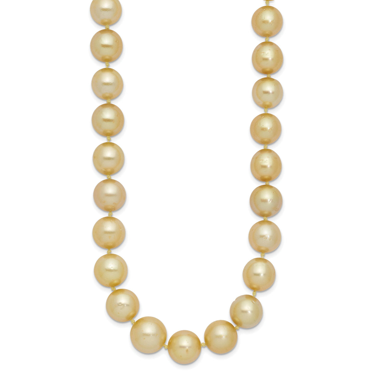 14K 9-12mm Golden Saltwater Cult South Sea Graduated Baroque Pearl Necklace-XF746-19