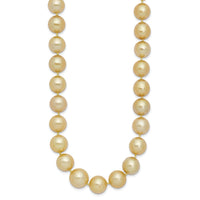 14K 9-12mm Golden Saltwater Cult South Sea Graduated Baroque Pearl Necklace-XF746-19