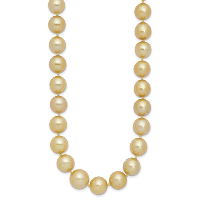 14K 9-12mm Golden Saltwater Cult South Sea Graduated Baroque Pearl Necklace-XF746-19