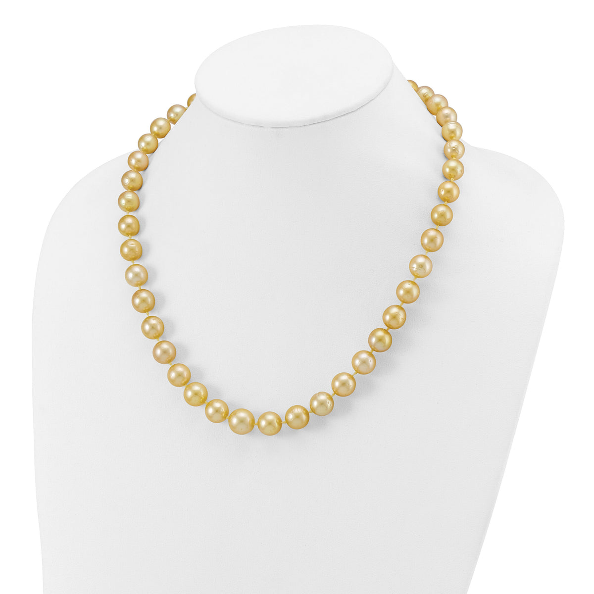 14K 9-12mm Golden Saltwater Cult South Sea Graduated Baroque Pearl Necklace-XF746-19