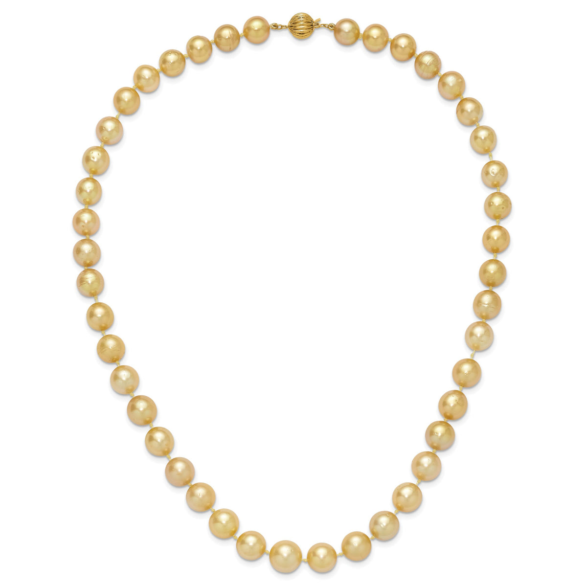 14K 9-12mm Golden Saltwater Cult South Sea Graduated Baroque Pearl Necklace-XF746-19