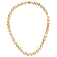 14K 9-12mm Golden Saltwater Cult South Sea Graduated Baroque Pearl Necklace-XF746-19