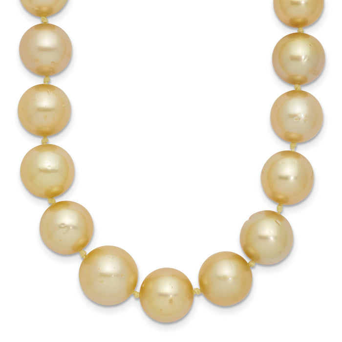14K 9-12mm Golden Saltwater Cult South Sea Graduated Baroque Pearl Necklace-XF746-19
