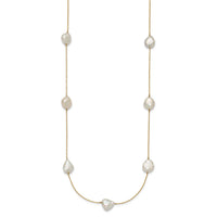14K 10-11mm White Keshi Freshwater Cultured Pearl 7-station Necklace-XF755-20