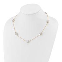 14K 10-11mm White Keshi Freshwater Cultured Pearl 7-station Necklace-XF755-20