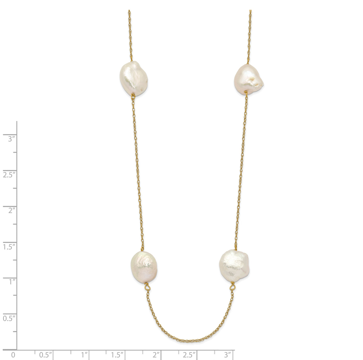 14K 10-11mm White Keshi Freshwater Cultured Pearl 7-station Necklace-XF755-20