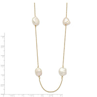 14K 10-11mm White Keshi Freshwater Cultured Pearl 7-station Necklace-XF755-20