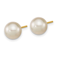 14K 8-9mm Round White Saltwater Cultured South Sea Pearl Earrings-XF756E