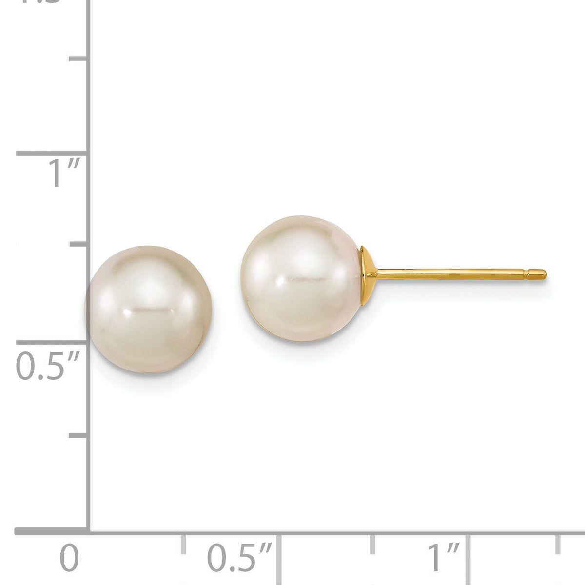 14K 8-9mm Round White Saltwater Cultured South Sea Pearl Earrings-XF756E
