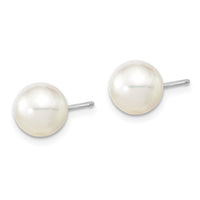 14K White Gold 8-9mm Round White Saltwater South Sea Pearl Earrings-XF756WE