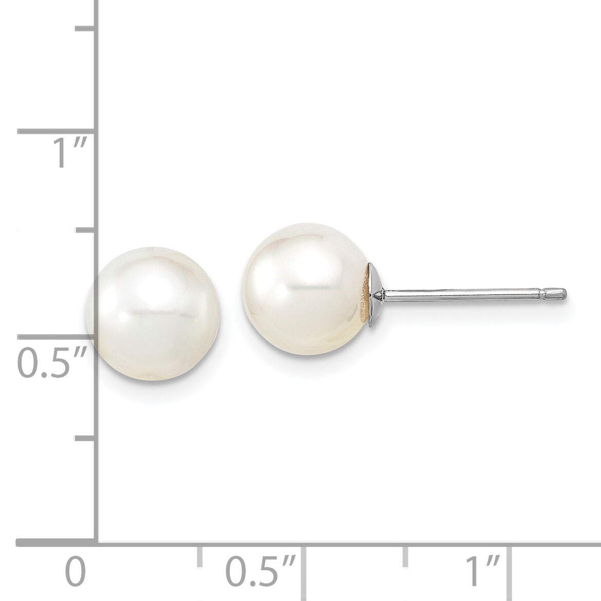 14K White Gold 8-9mm Round White Saltwater South Sea Pearl Earrings-XF756WE