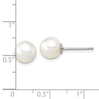 14K White Gold 8-9mm Round White Saltwater South Sea Pearl Earrings-XF756WE