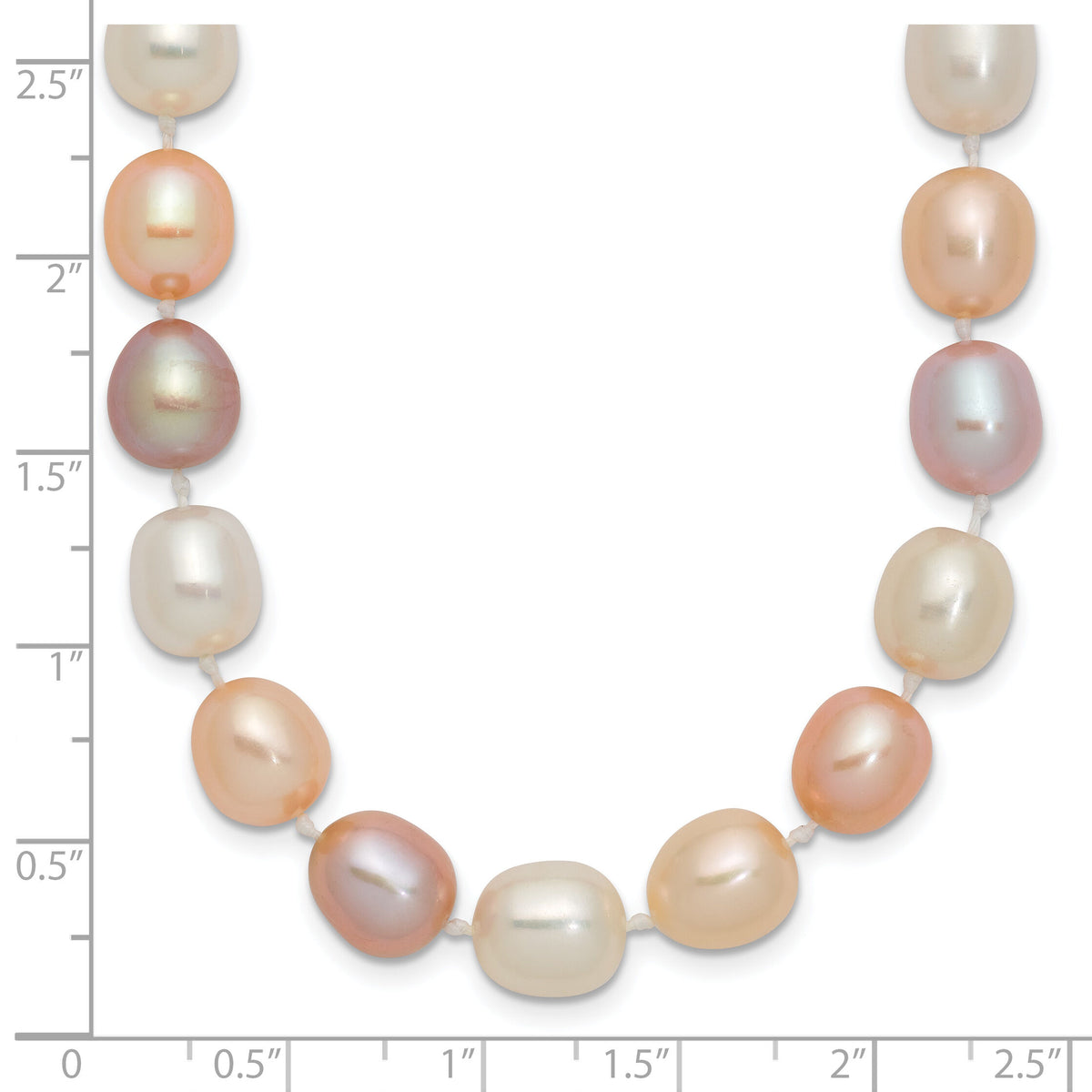 14K 8-9mm Rice Pink Purple White Alternating Color FWC Pearl Necklace-XF764-18