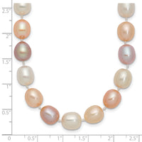 14K 8-9mm Rice Pink Purple White Alternating Color FWC Pearl Necklace-XF764-18