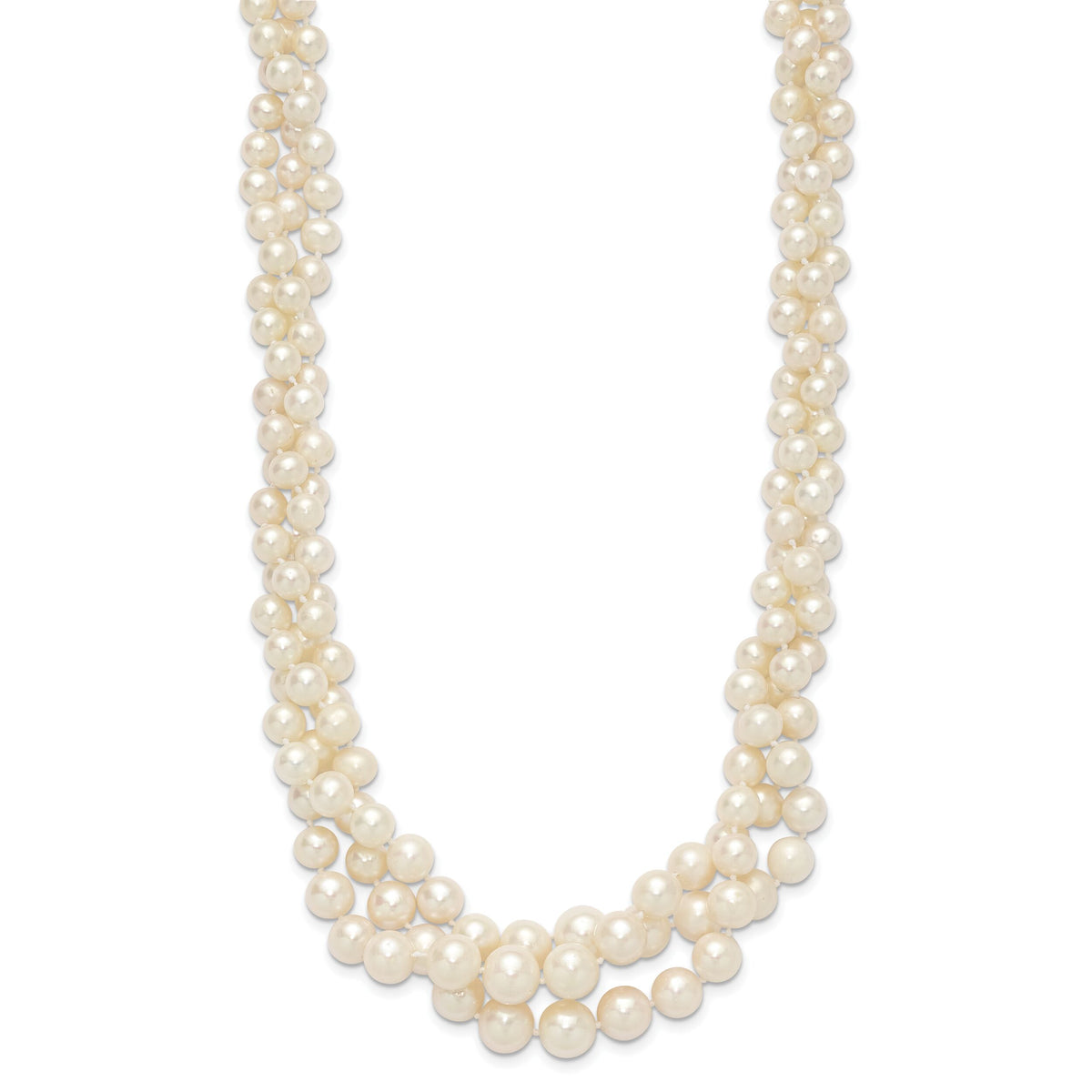 14K 5-9mm Semi-round White FWC Pearl Multi-strand Necklace-XF765-19