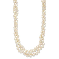 14K 5-9mm Semi-round White FWC Pearl Multi-strand Necklace-XF765-19