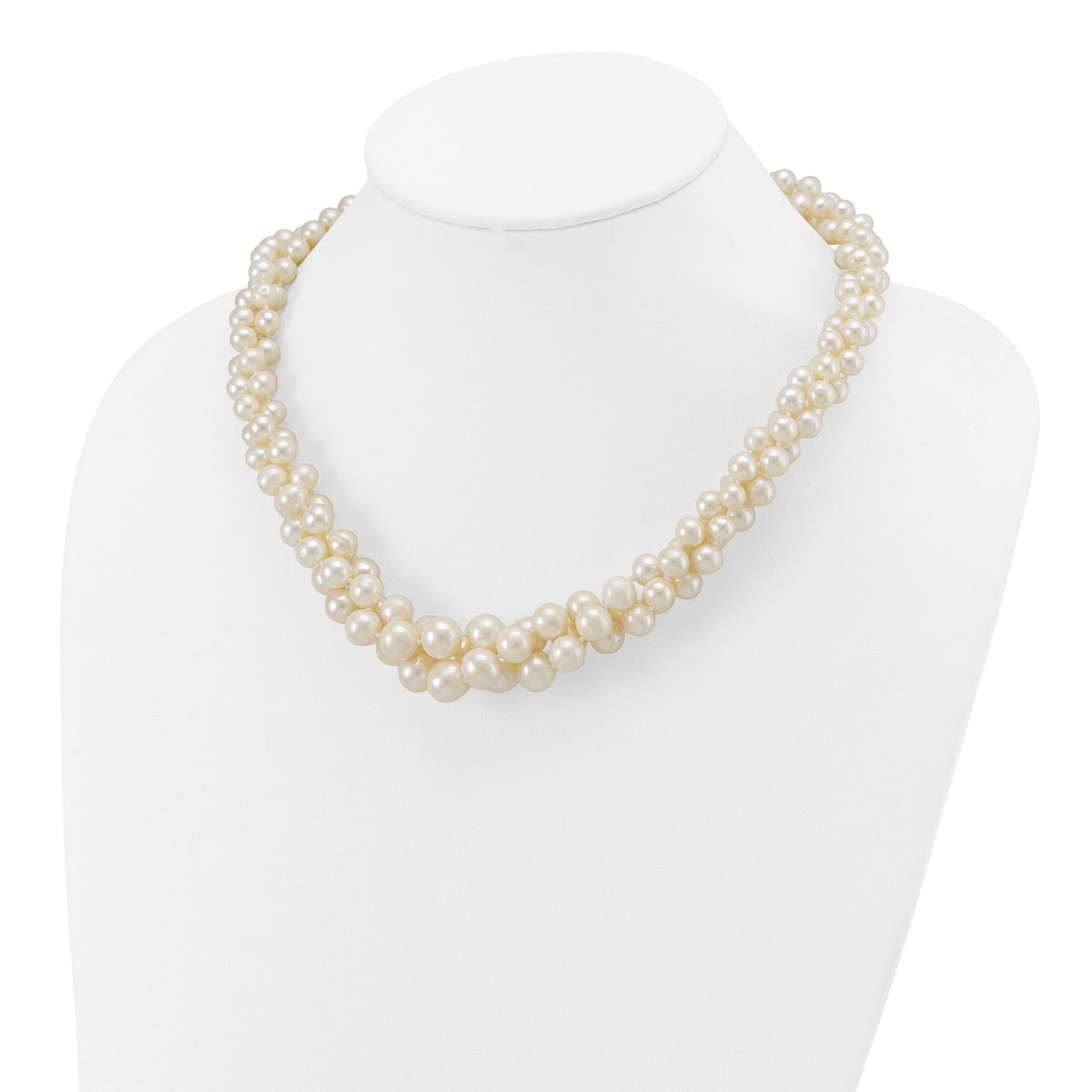 14K 5-9mm Semi-round White FWC Pearl Multi-strand Necklace-XF765-19