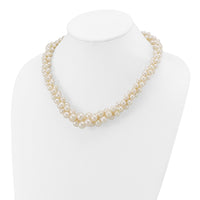 14K 5-9mm Semi-round White FWC Pearl Multi-strand Necklace-XF765-19