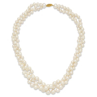 14K 5-9mm Semi-round White FWC Pearl Multi-strand Necklace-XF765-19