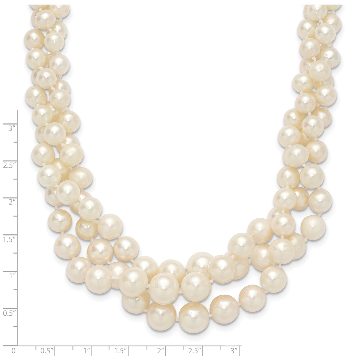 14K 5-9mm Semi-round White FWC Pearl Multi-strand Necklace-XF765-19