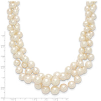 14K 5-9mm Semi-round White FWC Pearl Multi-strand Necklace-XF765-19