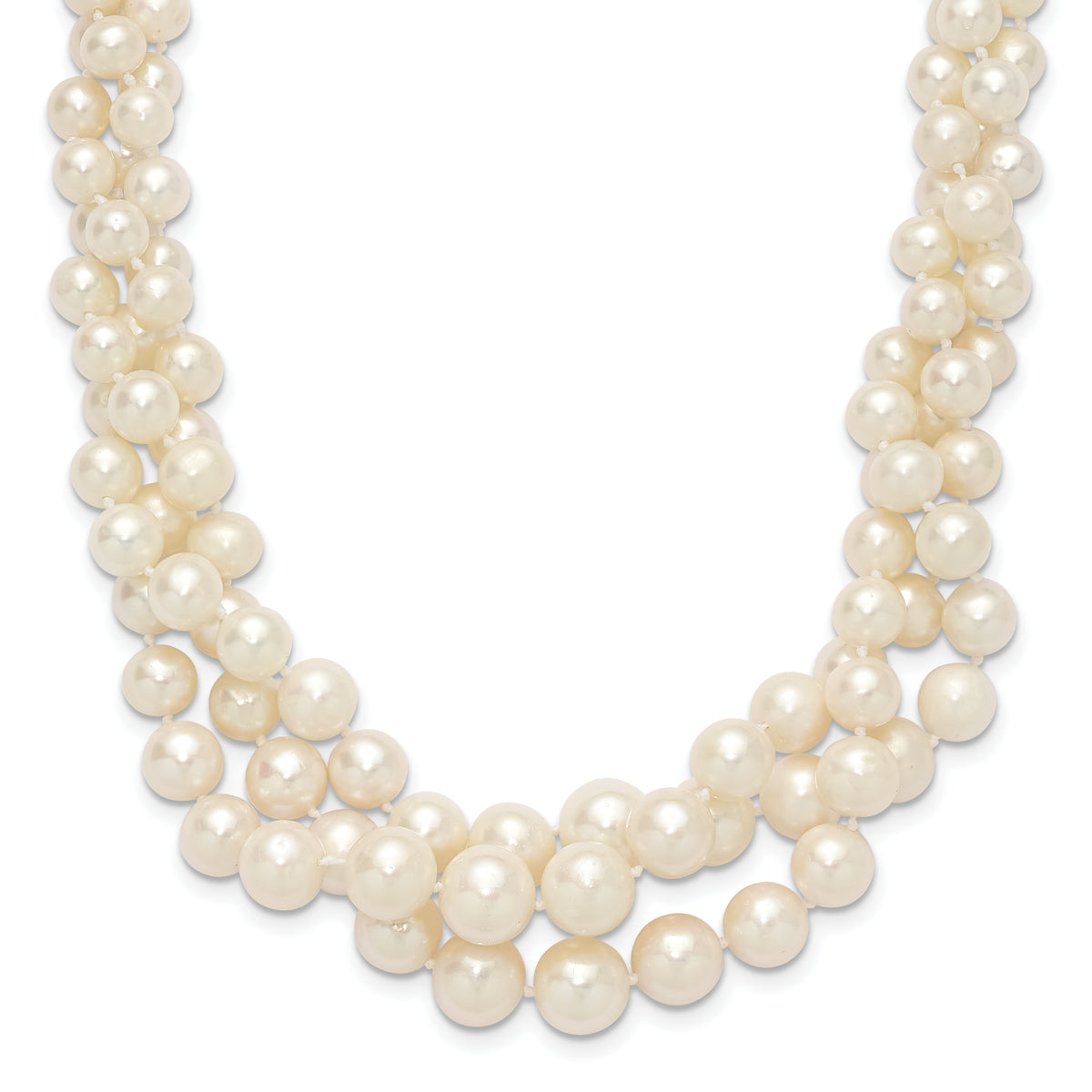 14K 5-9mm Semi-round White FWC Pearl Multi-strand Necklace-XF765-19