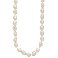 14K 7x11 Baroque White FWC Pearl Necklace-XF766-18