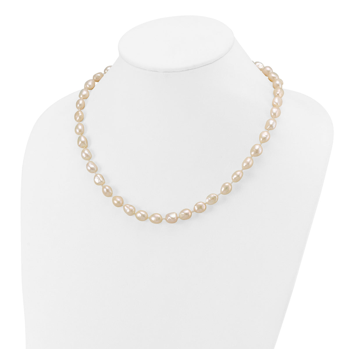 14K 7x11 Baroque White FWC Pearl Necklace-XF766-18