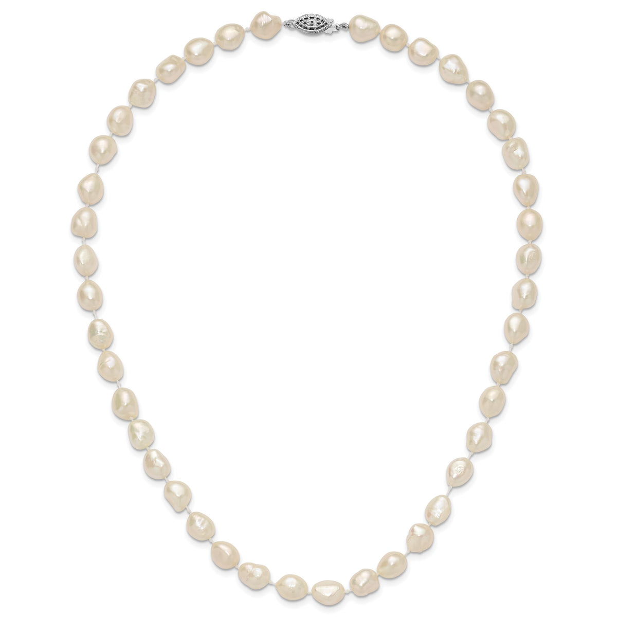 14K 7x11 Baroque White FWC Pearl Necklace-XF766-18