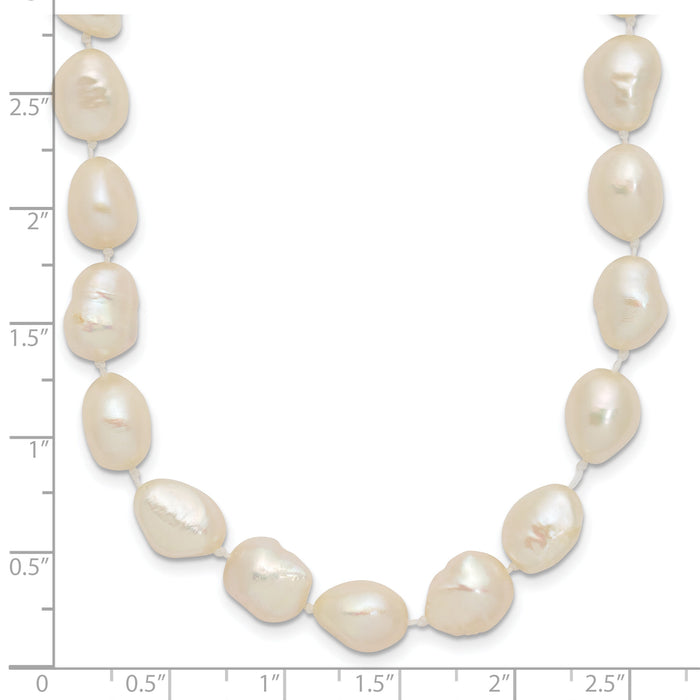 14K 7x11 Baroque White FWC Pearl Necklace-XF766-18