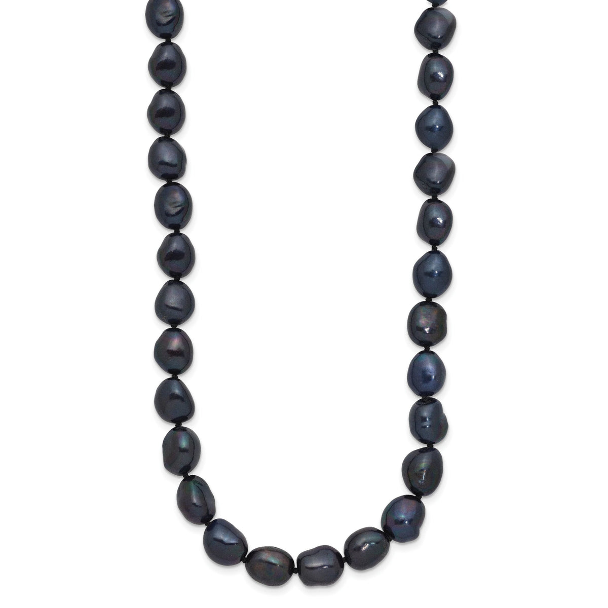 14K White Gold 7x11 Baroque Black FWC Pearl Necklace-XF767-18
