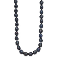 14K White Gold 7x11 Baroque Black FWC Pearl Necklace-XF767-18