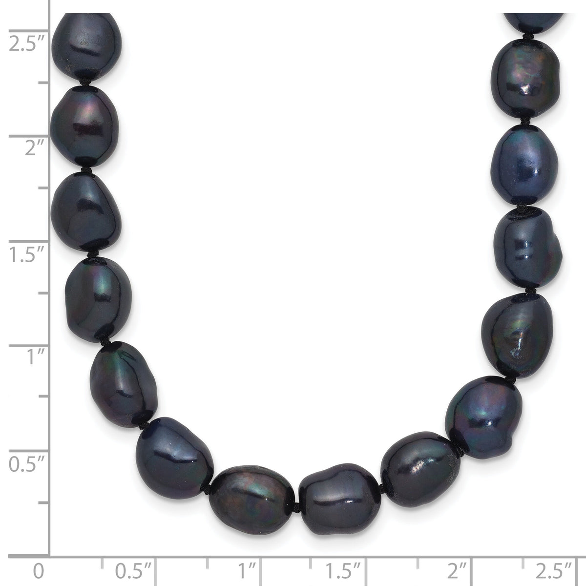 14K White Gold 7x11 Baroque Black FWC Pearl Necklace-XF767-18