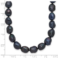 14K White Gold 7x11 Baroque Black FWC Pearl Necklace-XF767-18