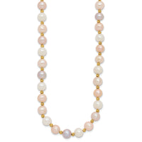 14K 8-9mm Semi-round Pink/Purple/White FWC Pearl D/C Beaded Necklace-XF768-18