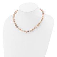 14K 8-9mm Semi-round Pink/Purple/White FWC Pearl D/C Beaded Necklace-XF768-18