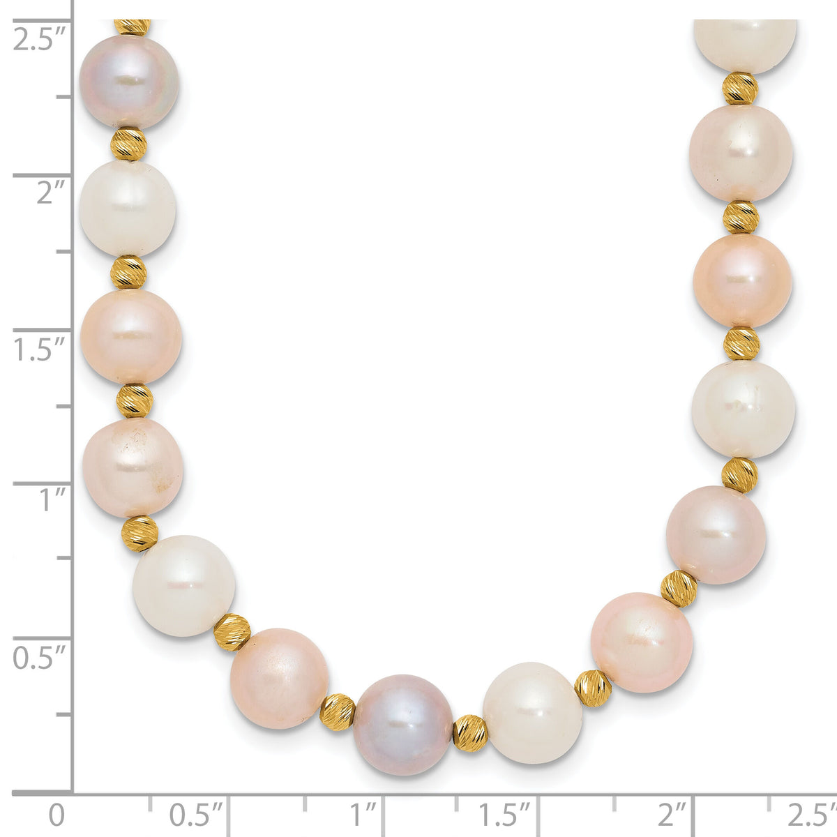 14K 8-9mm Semi-round Pink/Purple/White FWC Pearl D/C Beaded Necklace-XF768-18